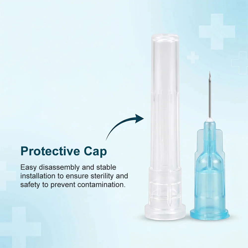 100pcs 29G 34G 33G 32G 31G 30G Painless Needles Piercing Transparent Syringe Injection Glue Clear Tip Cap Pharmaceutical Needle