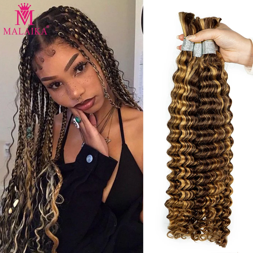 

Human Braiding Hair 1 Bundle 50g Deep Water Wave Bulk Human Hair for Braiding No Weft Curly Human Hair Extension for Boho Braids