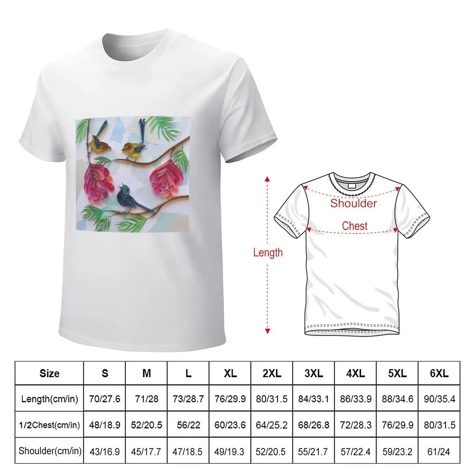 Three Blue Wrens amongst Grevillea T-shirt graphics tops men t shirt