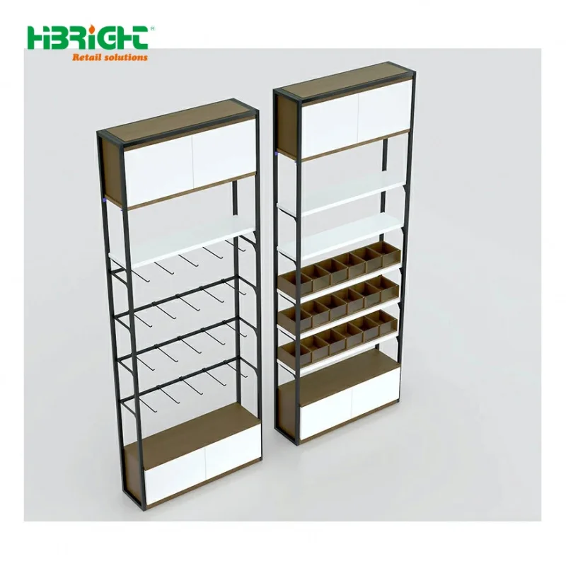 custom.Highbright Heavy Duty Double-Sided Metal Display Stand Rack Grid Shelves Epoxy Powder Coating Supermarket