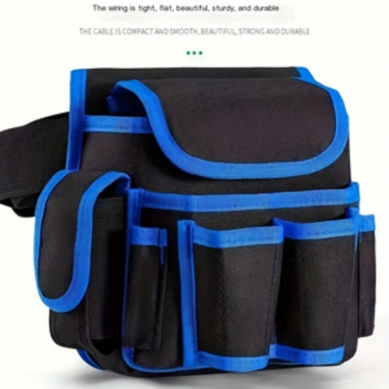 One-Piece Red, Blue, and Yellow Electrician's Bag Made of Oxford Cloth, Small Waist Bag, Electrician's Tool Bag for Men, Thickened Large Multifunctional Home Appliance Repair Waist Bag