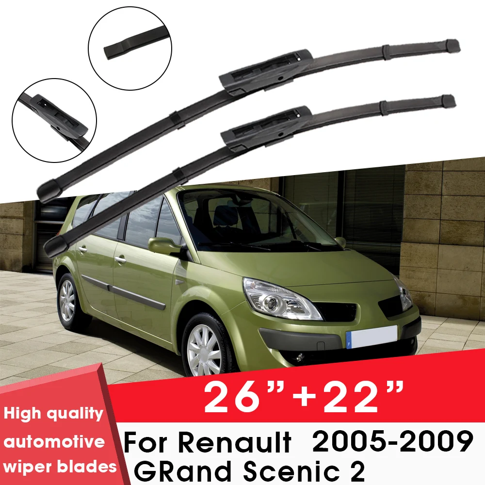 

Car Wiper Blade Blades For Renault GRand Scenic 2 2005-2009 26"+22" Windshield Windscreen Clean Rubber Cars Wipers Accessories