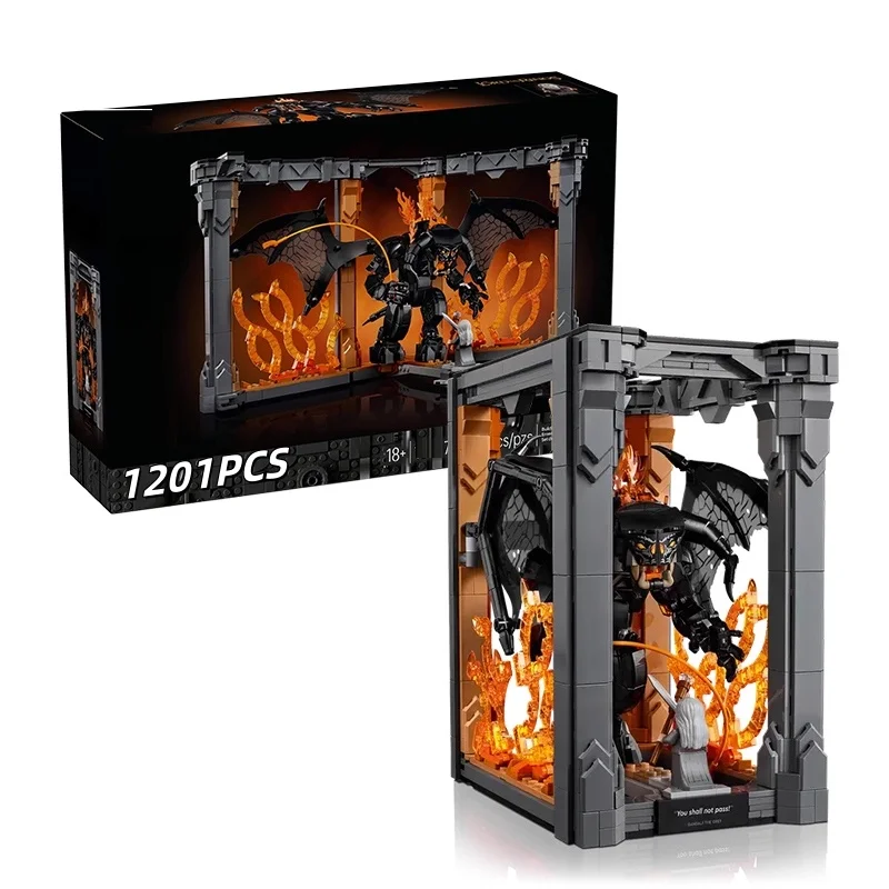 2025 New1201PCS 10367 Balrogs Book Nook Bookshelf Decor Kit Building Block Creative Bricks Display Sets For Adult Birthday Gift