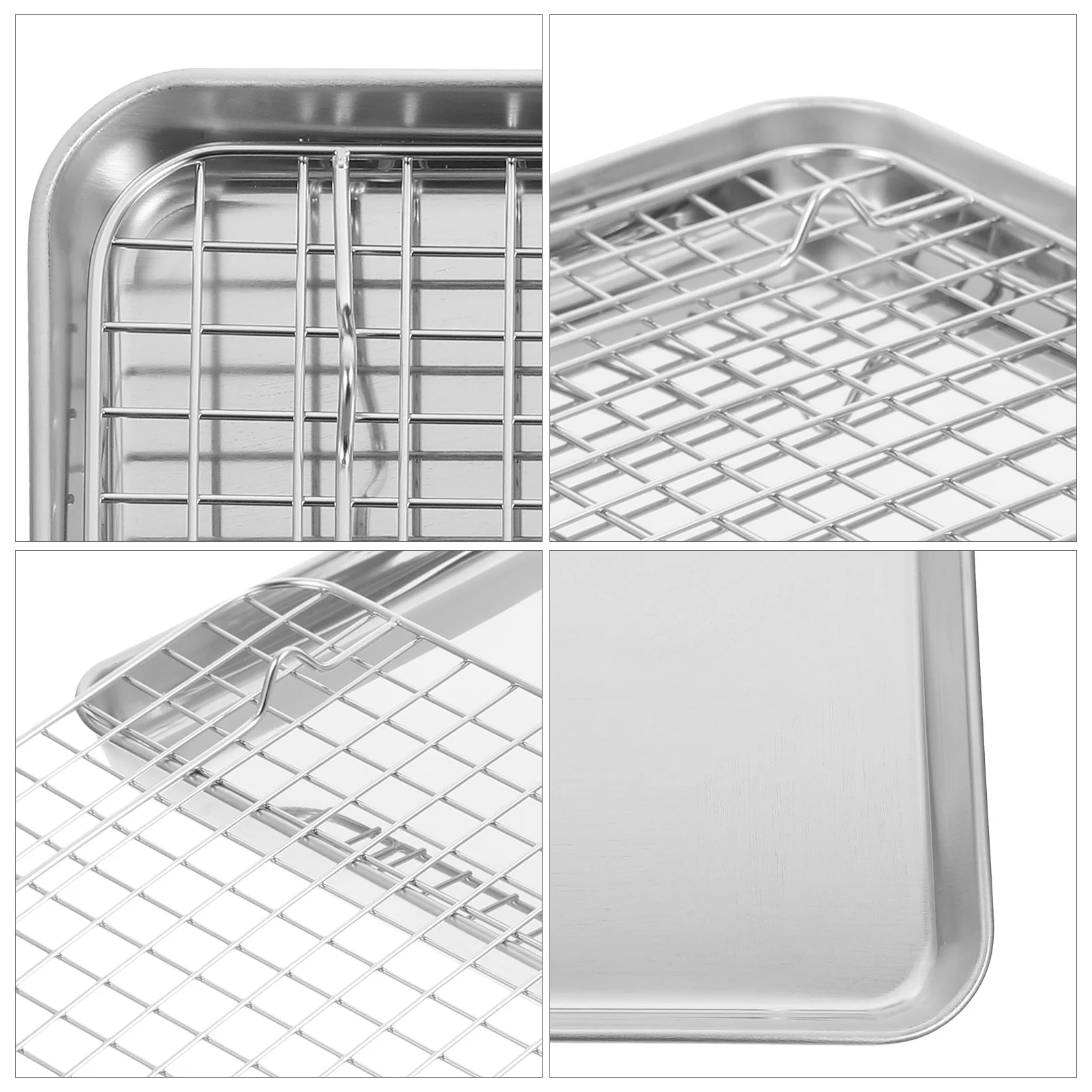 

Baking Tray with Wire Rack Stainless Steel Oven Pan for Cakes Biscuits Grilling Home Bakery Bbq Shops Baking Tray