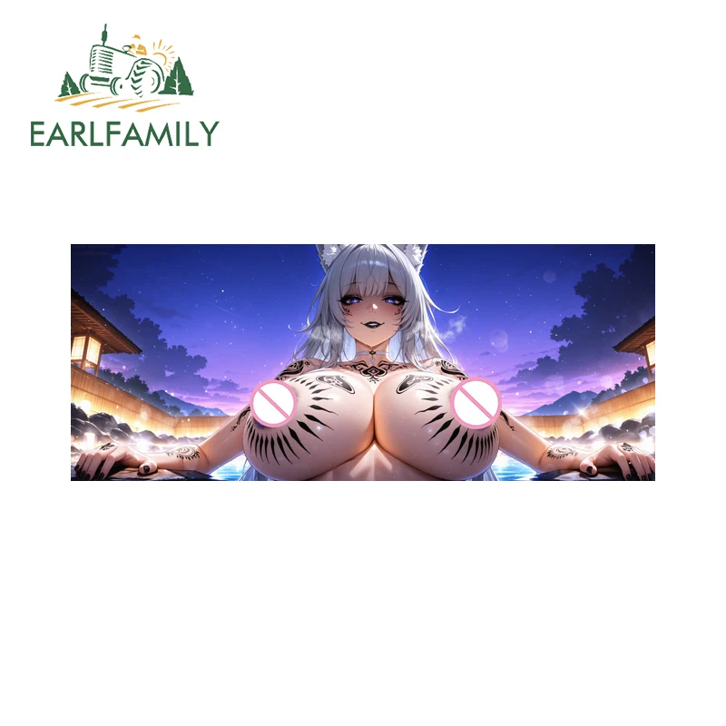 EARLFAMILY Blue Archive Anime Girl Tattoo Slap NSFW Car Stickers Humorous Cartoon Decals Vinyl Suitable for Auto Custom Printing