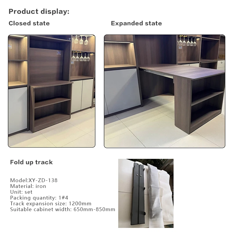 Opklapbare klaptafel Uitschuifbaar bureau met verborgen mechanisme Ruimtebesparend Multifunctioneel voor keukenontbijtbarstudie