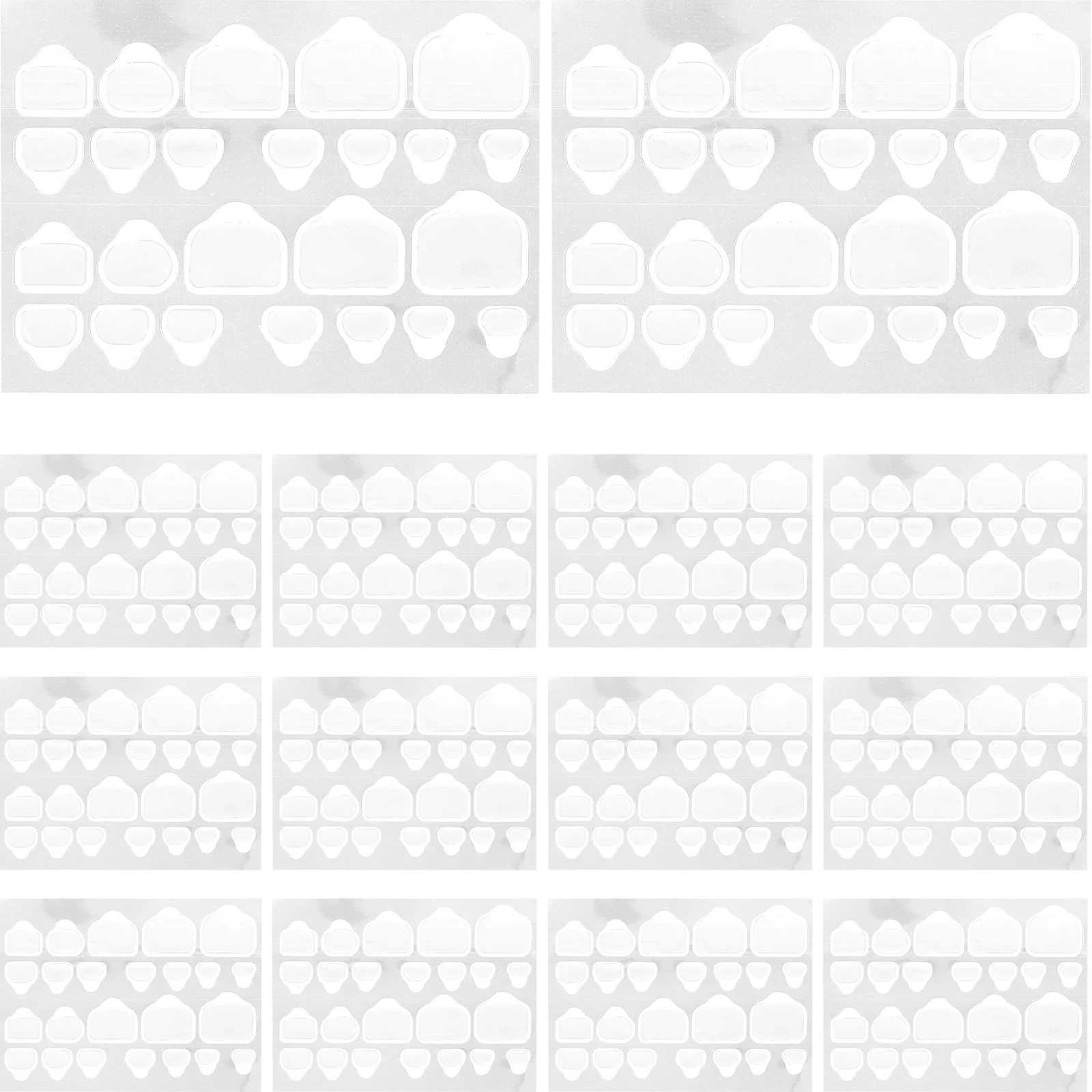 20 hojas de pegatinas, pestañas adhesivas para uñas, pegamento en uñas, prensa de longitud media transparente para