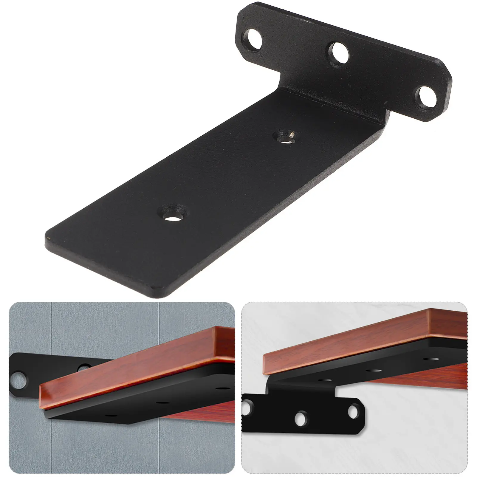2Pcs Floating Shelf Bracket Steel Wall Mounted Black Matte Durable Triangle Brackets Strong Bearing Capacity for Home Shop
