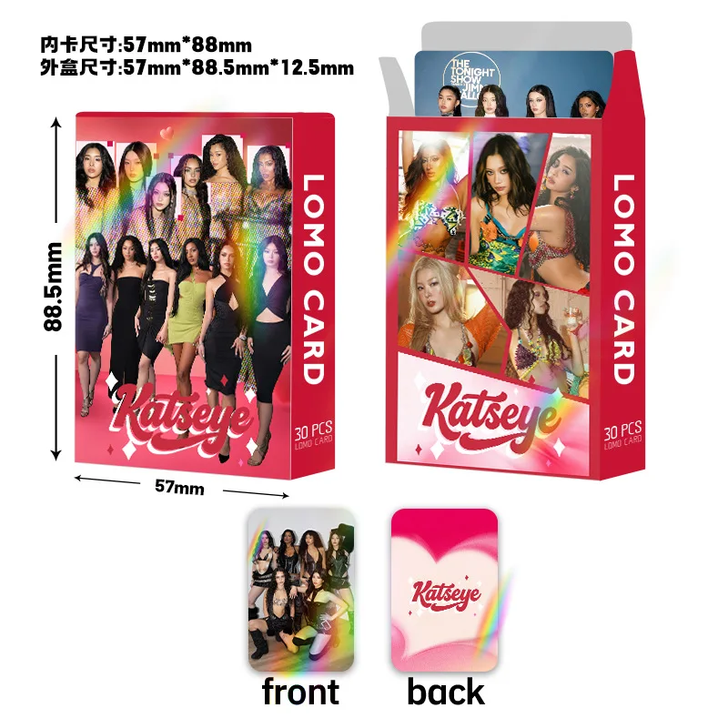 KATSEYE EYEKONS 30Pcs Laser Flash Holographic Double Sided LOMO Cards Boxed Photocards Cross Border Kpop Gift - view 3