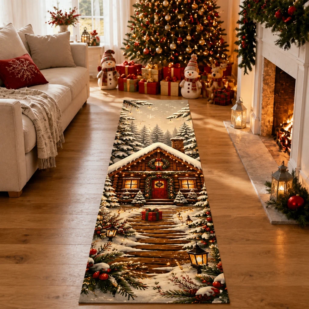VIKAMA Living Room Entrance Corridor Carpet Christmas Long Strip Easy To Clean Dining Room Passageway Corridor Rug Home Decor