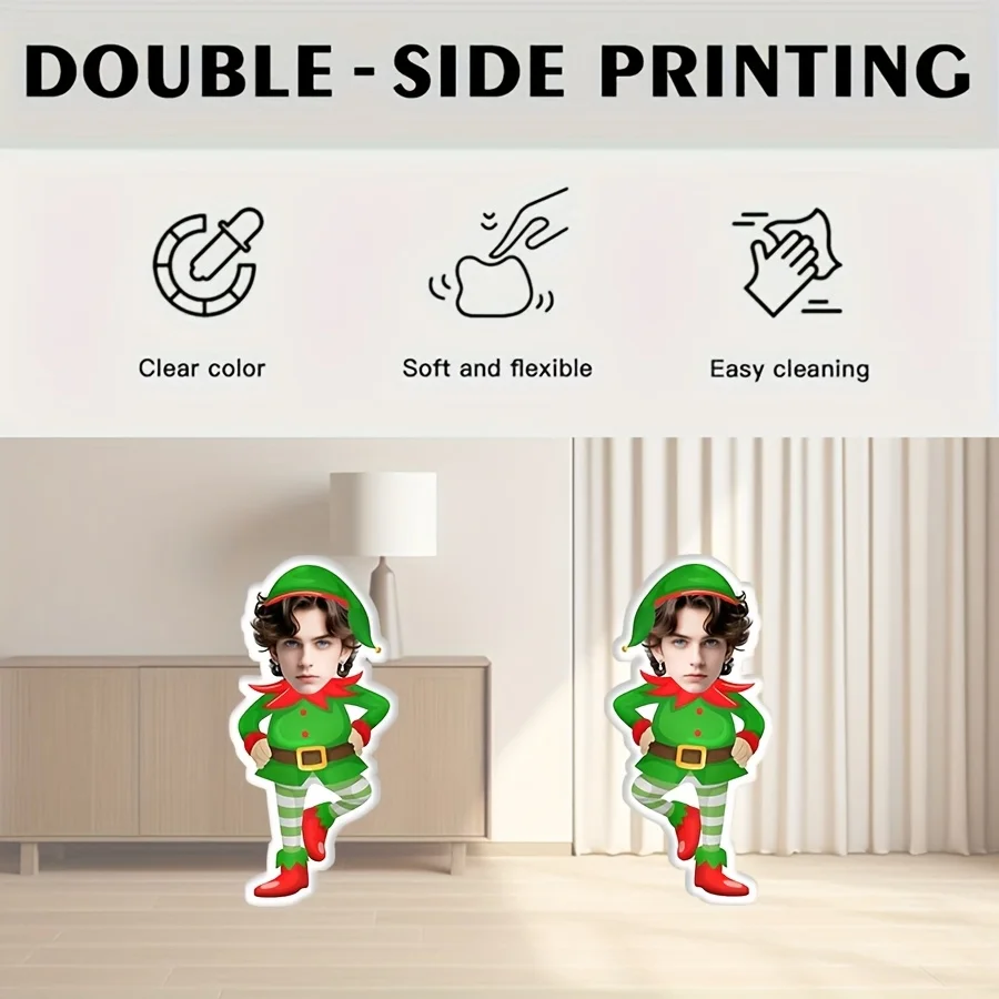 Grüner Weihnachtsmann, personalisiertes Gesicht, Plüschkissen, das perfekte Geschenk für Männer und Frauen, realistischer 3D-Druck – Detail 3