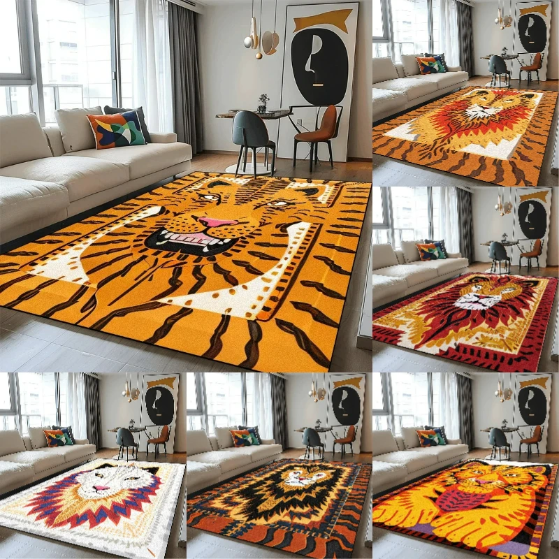 Modern Tiger Lion Totem Art Rug Carpet for Bedroom Decor Living Room Bedside Sofa Large Area Non-slip Floor Mat Entrance Doormat