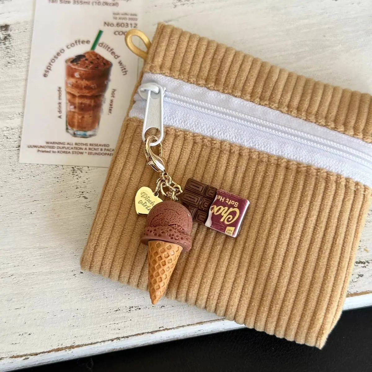 Original Handmade Phone Charm Strap Chocolate Ice Cream Pendant for Airpods Case Cellphone Lanyard Keychain Keycord