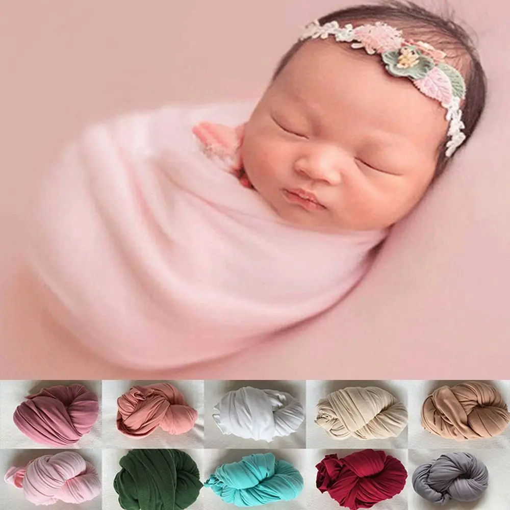 40*160cm Blanket Baby Photo Wrap Newborn Photography Props Swaddling Milk Napped Cotton Stretchable Shoot Backdrop