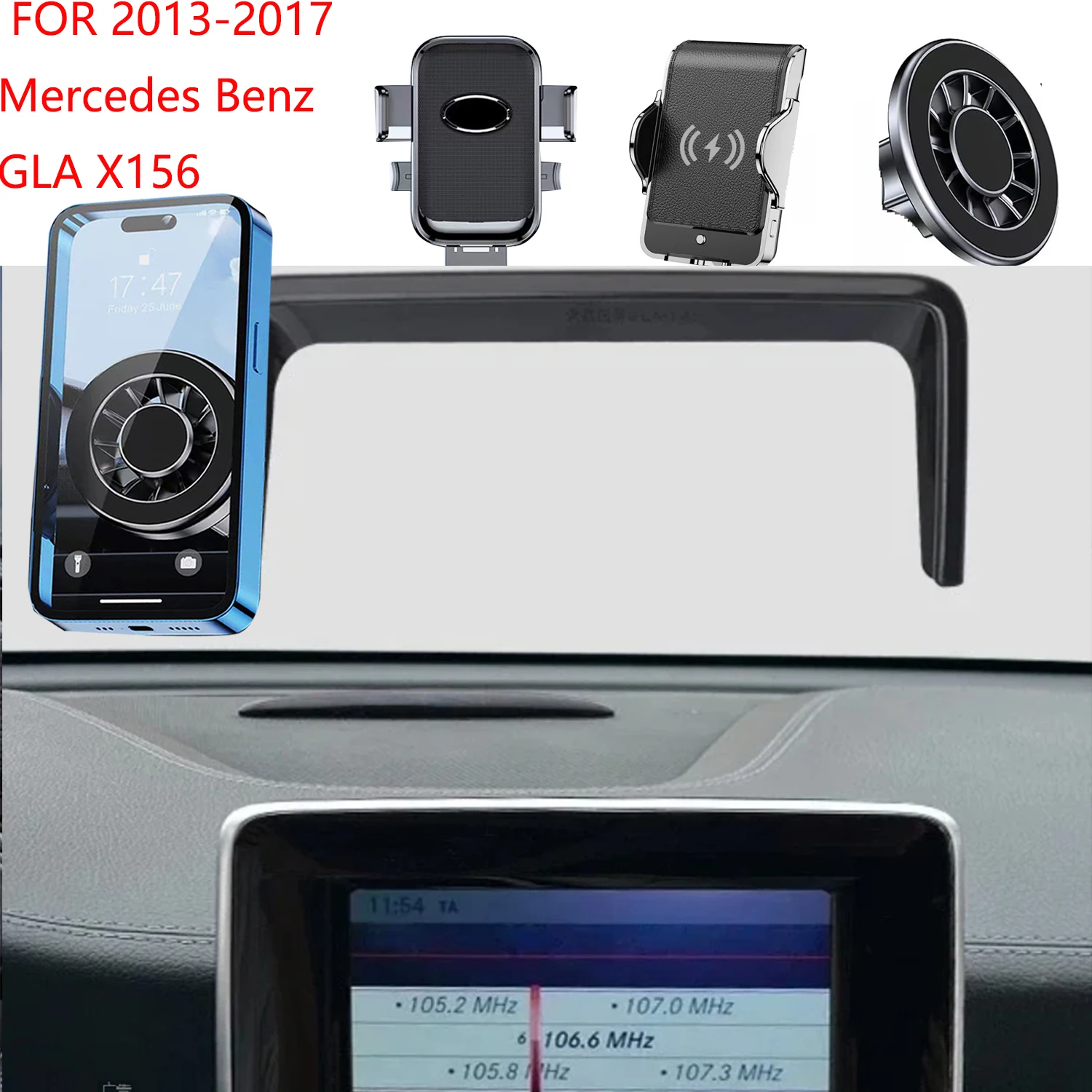 Car Phone Holder For 2013-2017 Mercedes Benz GLA X156 Magnetic GPS Screen Fixed Fast Wireless Charging Mobile Phone Accessories