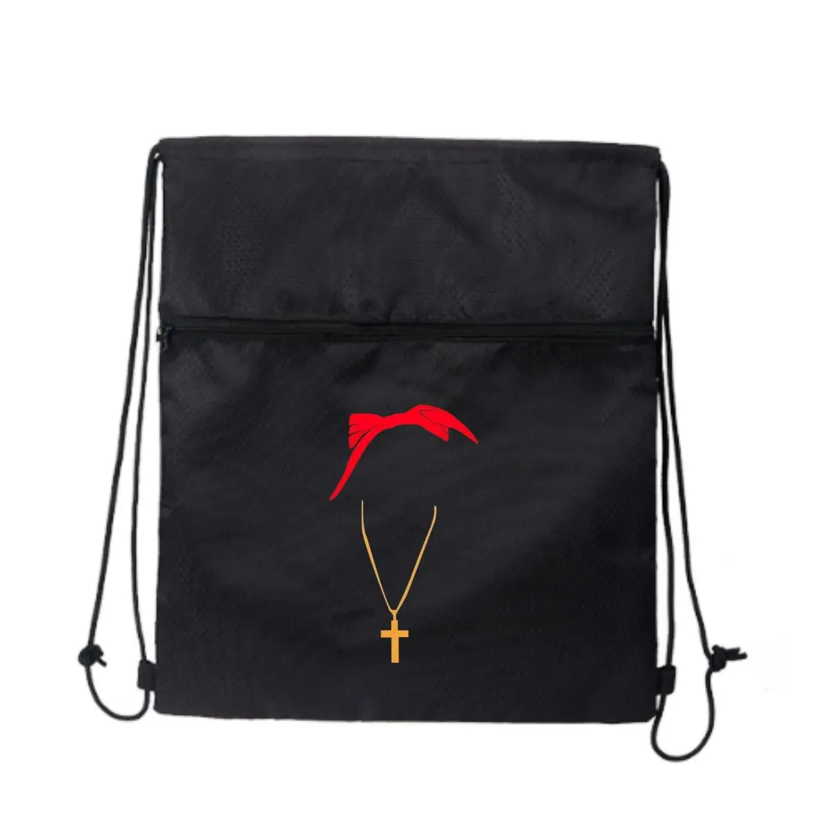 

Ожерелье с красным бантом и крестом, художественная графика, незаменимый уличный рюкзак на молнии на шнурке, для любителей активного отдыха