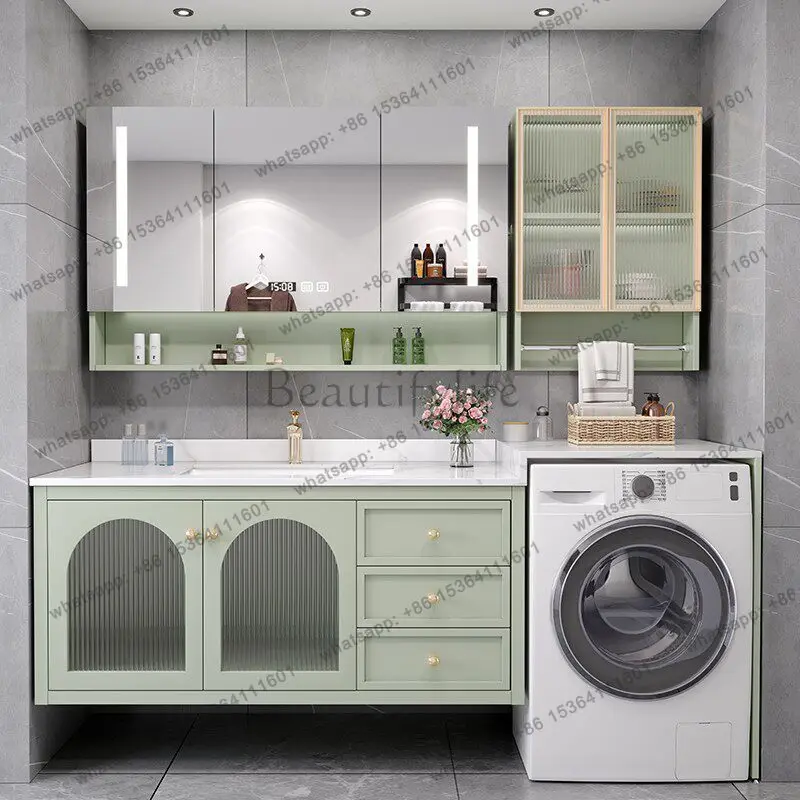 Light luxury smart rock slab washing machine integrated cabinet balcony face wash basin bathroom wash table
