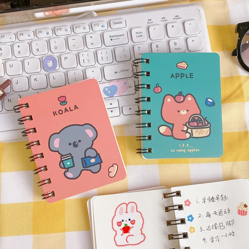 Small Spiral Notebooks, Cute Cartoon Pocket Notebook, Blank Memo Pads for Home Office Mini Note Pads, 76 Pages, 10.5x8cm