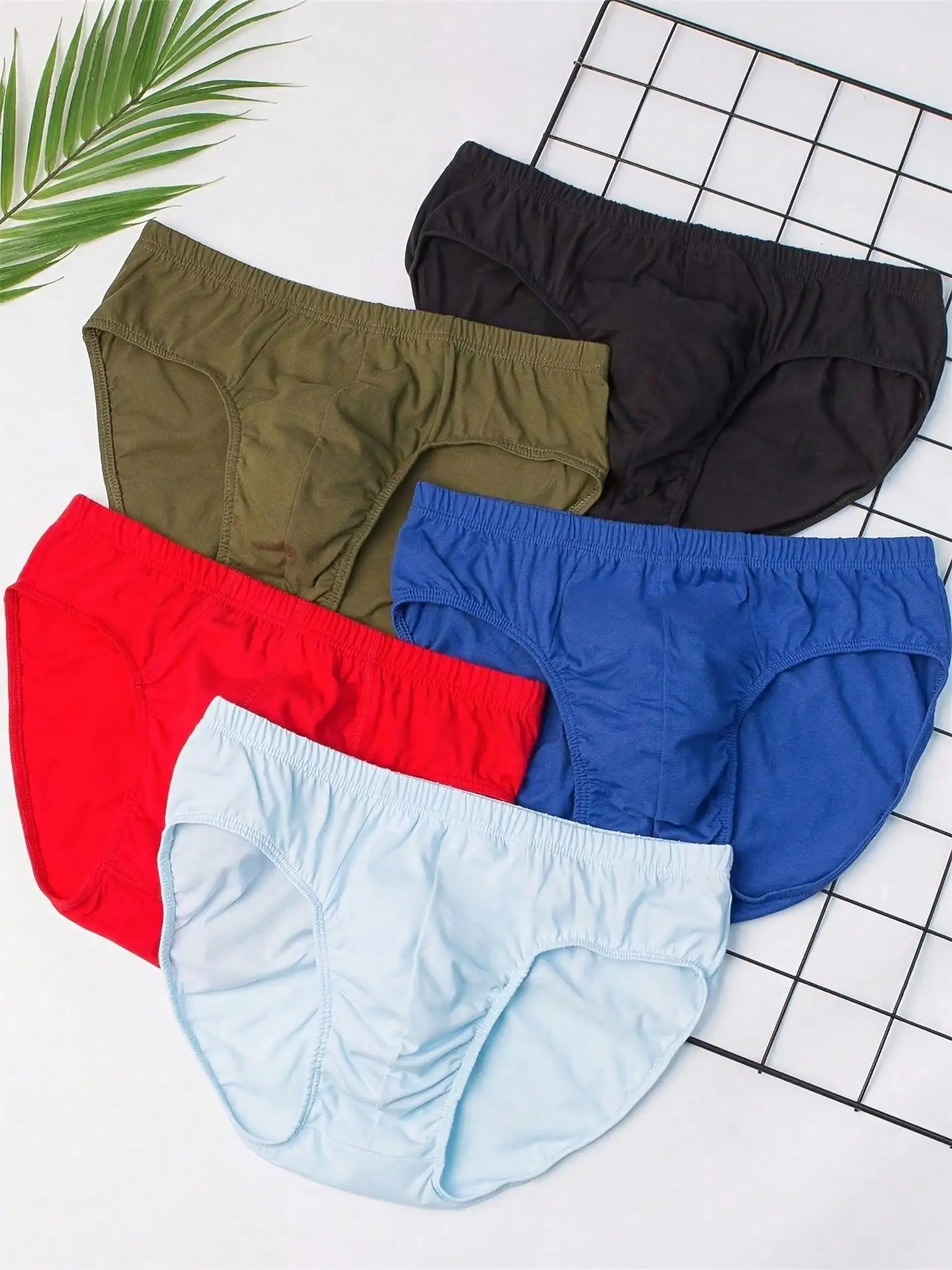 

5 шт. мужских однотонных хлопковых трусов со средней посадкой, дышащие, удобные, для повседневной носки