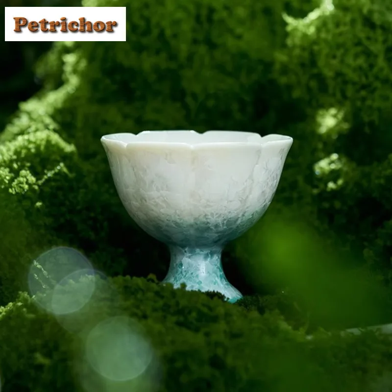 

40ml Kiln Fambe Gradient High Foot Crystal Glaze Teacup Elegant Tea Bowl Mug Tea-tasting Meditation Cup Chazhan Master Cups Gift