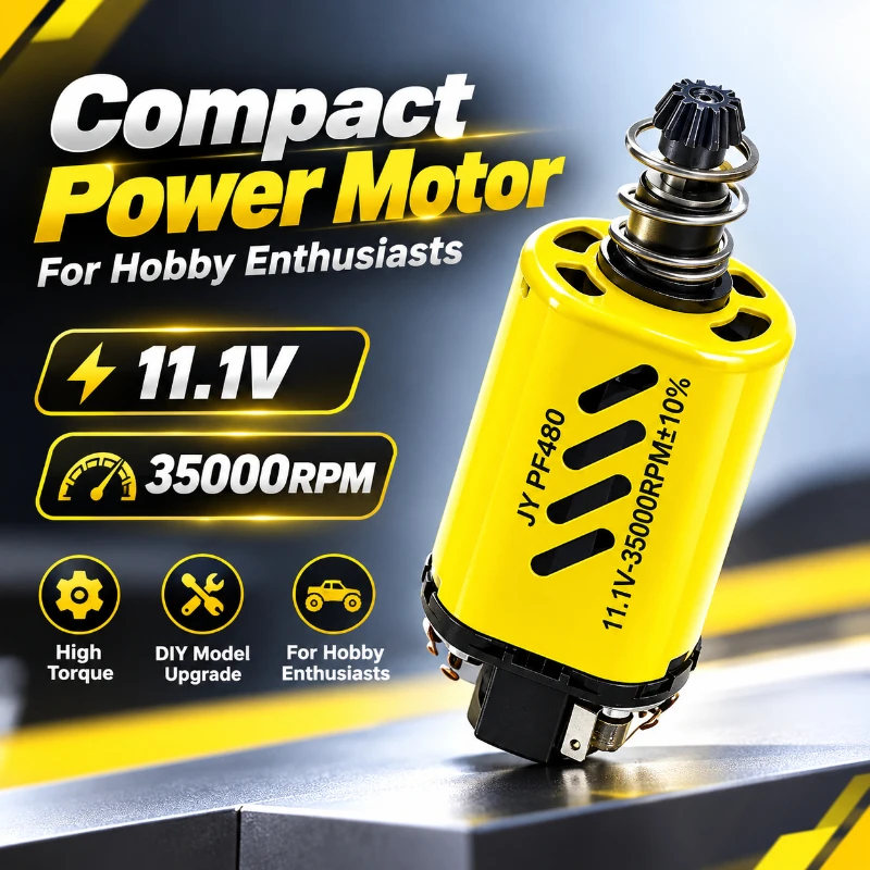 11.1V 35000RPM 480 DC Motor Yellow Casing Short Shaft Stable Power Motor Model Making Replacement Accessory