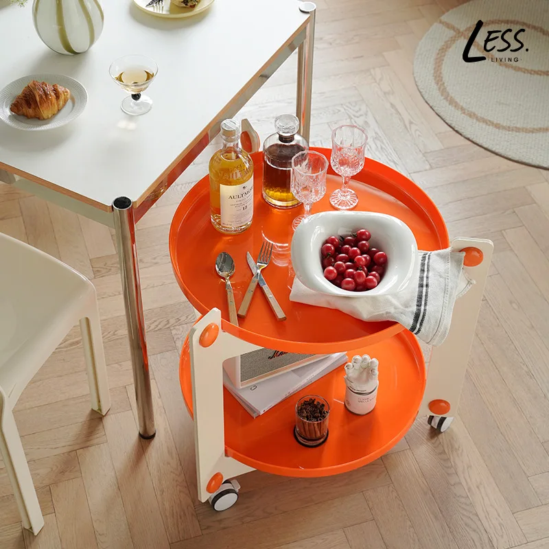 Wuli-carrito móvil para la edad media, pequeño apartamento coreano, redondo, estante de acrílico transparente, mesa lateral para sofá