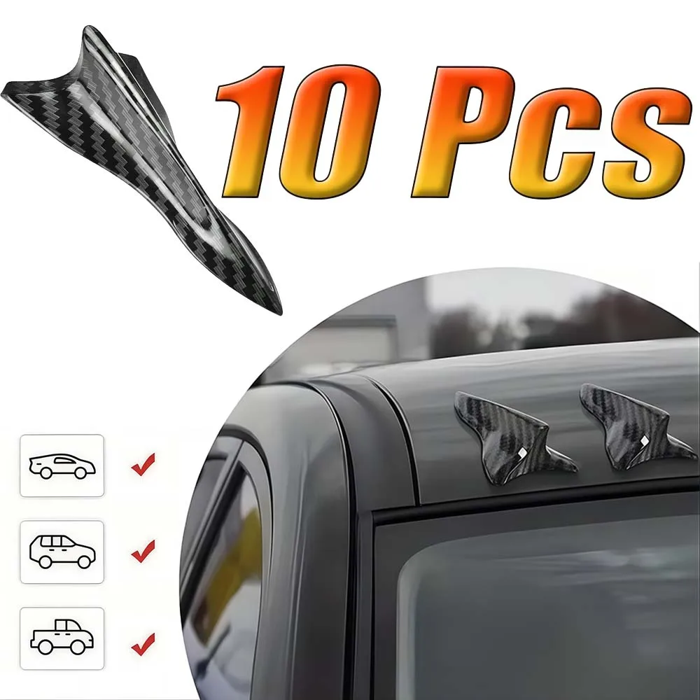 

10Pcs Car Roof Spoiler Bumper Spoiler Shark Fin Diffuser Vortex Generator Universal Rear Roof Shark Fins Spoiler Wing Kit