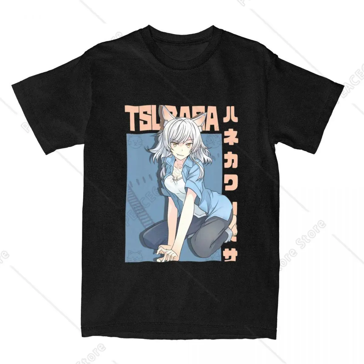 

Tsubasa Hanekawa Neko Comic T Shirt Summer Japanese Television T-Shirts 100% Cotton Hippie Tee Shirt For Men Short Sleeves Tops