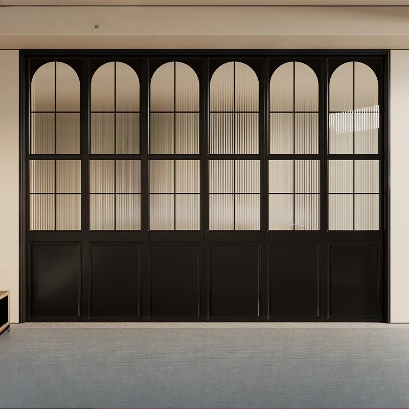 Eight iron French folding retro door arched Changhong glass toilet toilet toilet balcony partition wall kitchen