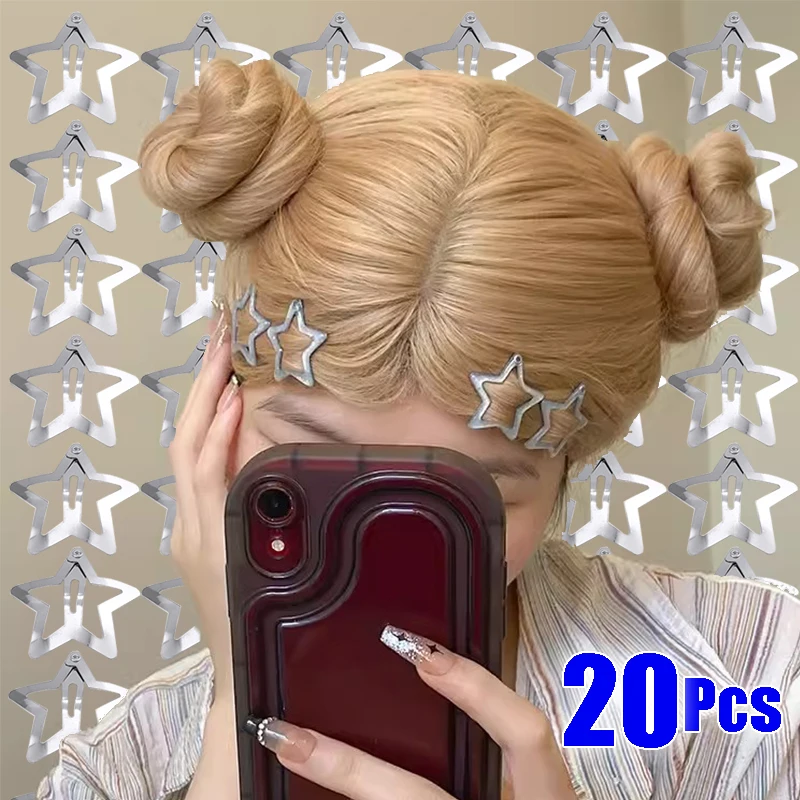 Y2K Filigree Pentagram Star Metal Cool Hair Clips for Women Punk Silver Hair Pin Spicy Girls Exclusive Hair Accessories