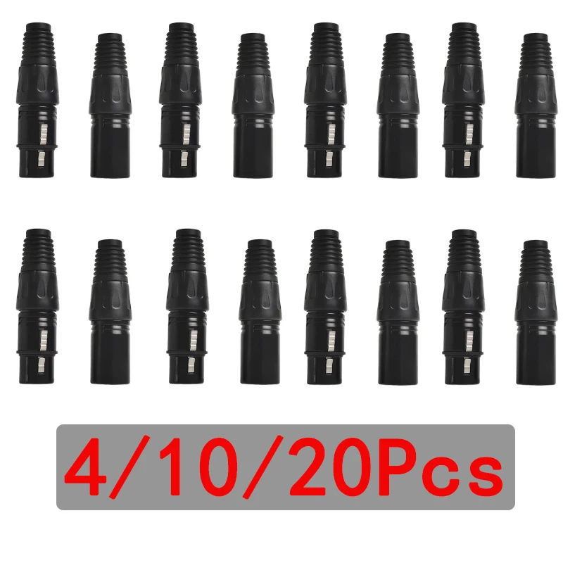 

4/10/20pcs XLR 3 Pin Microphone Audio Cable Plug Connectors Male Female MIC Snake Plug