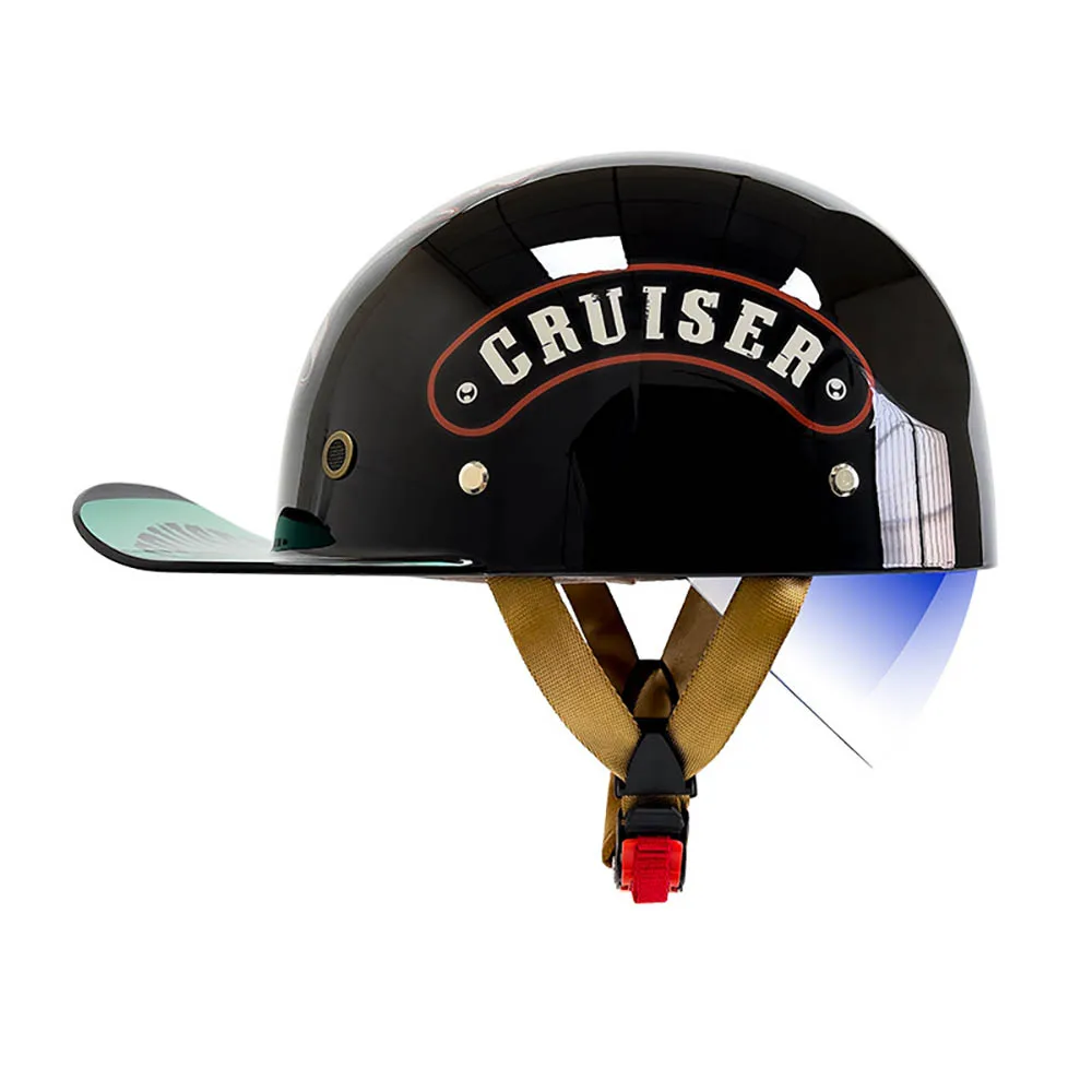 Retro Baseball Cap Motorhelm Capacete Moto Helm Vrouw Mannen Half Helm Ademende Scooter Helm DOT Certificering