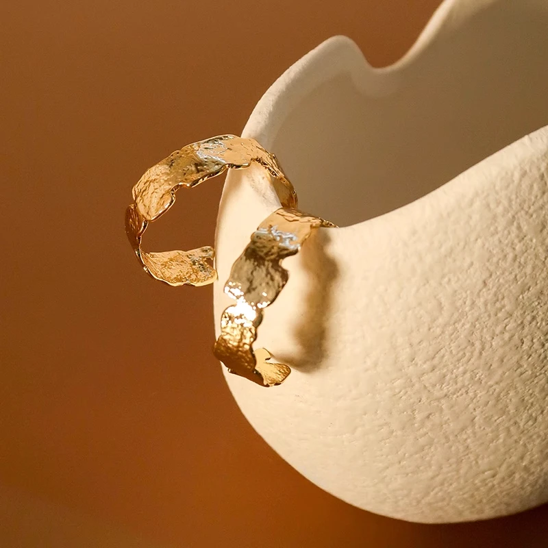 

European and American retro C-shaped irregular niche design circle earrings