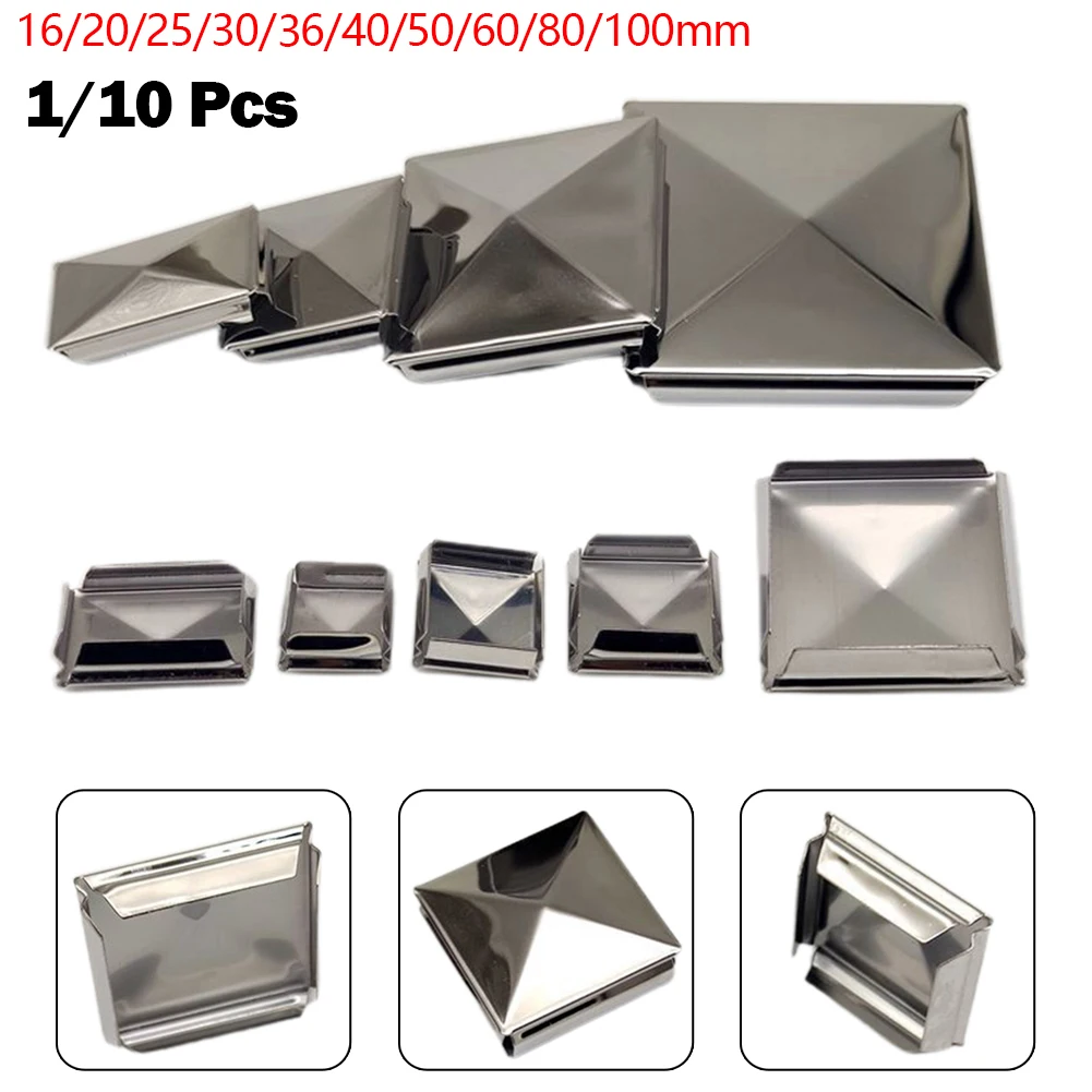 1/10Pcs Column Cap Hat Square Post Cap Stainless Steel To Steel Galvanized Cover Pyramid Shape Cap Home Garden Decoration