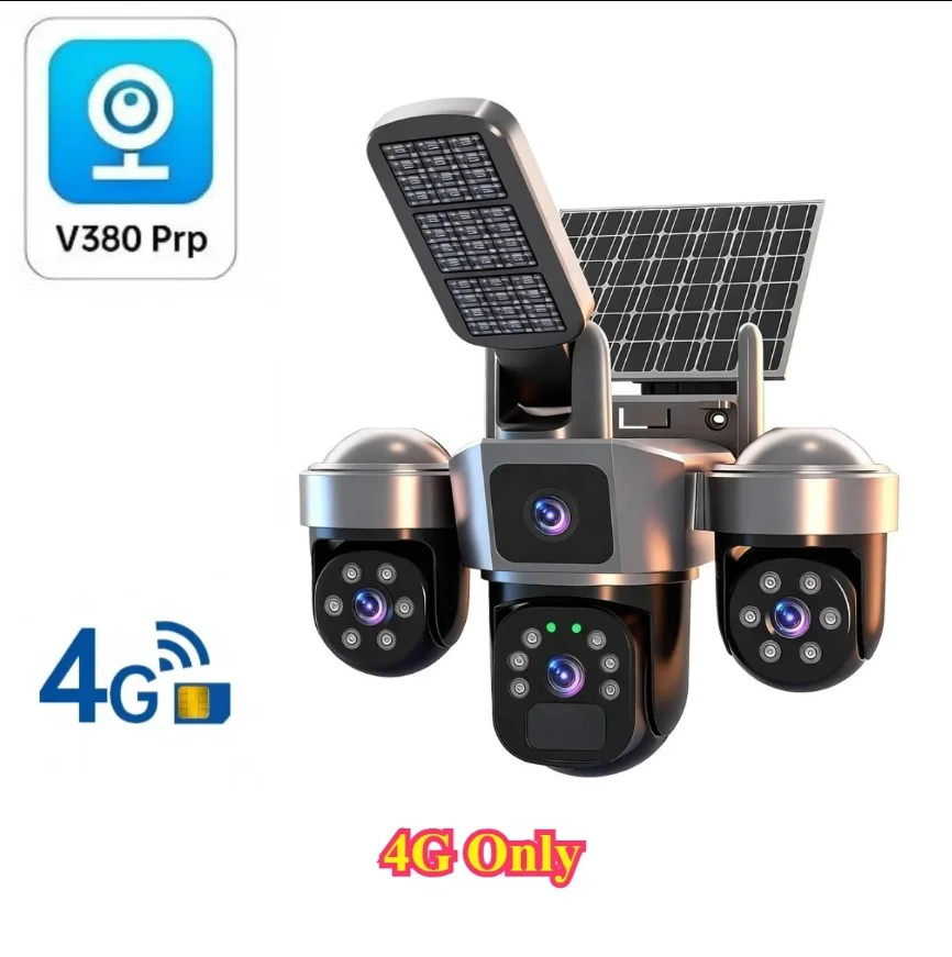 4G Simkaart Solar CCTV PTZ Buiten Draadloze Bewegingsdetectie PIR WiFi IP Camera met Sirene Solar Aangedreven CCTV Solar Lamp