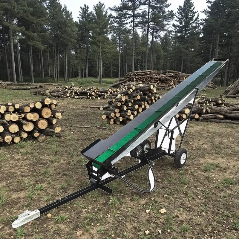 Compact 5 m 7.5 m Engine Electric Tractor Hydraulic Drive Firewood Log Conveyor Log Elevator with Winch and Wheel