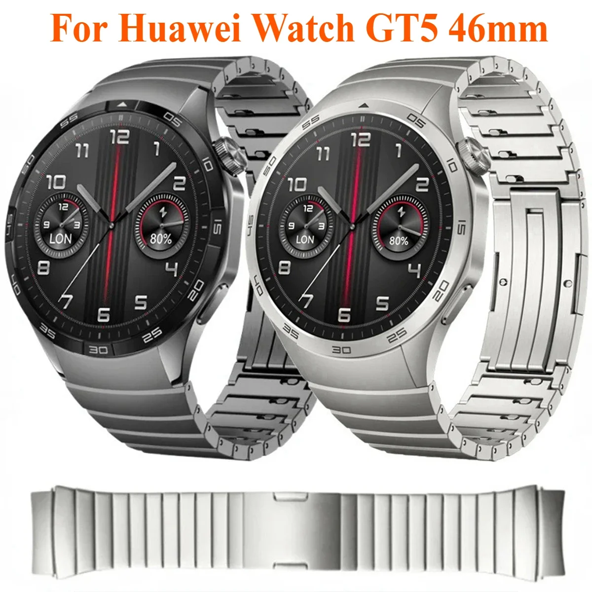 Luxury Stainless Steel Band for Huawei Watch GT5 46mm 22mm No Gaps 