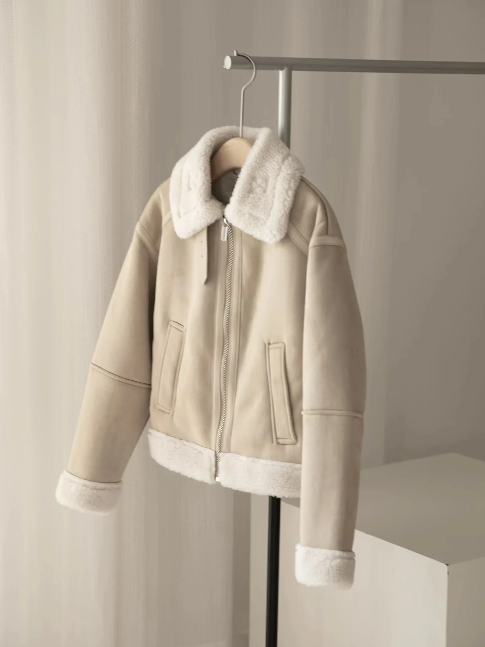 

Теплое женское пальто из овечьей шерсти, двустороннее, цвет песочного оттенка, осенне-зимняя новинка, стильная верхняя одежда WMXZ для женщин