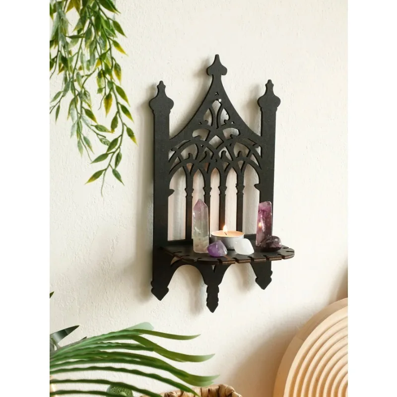 Hollow Vintage Fence Shape Wall Hanging Decor Floating Shelves Crystal Holder Room Decor Wall Decor