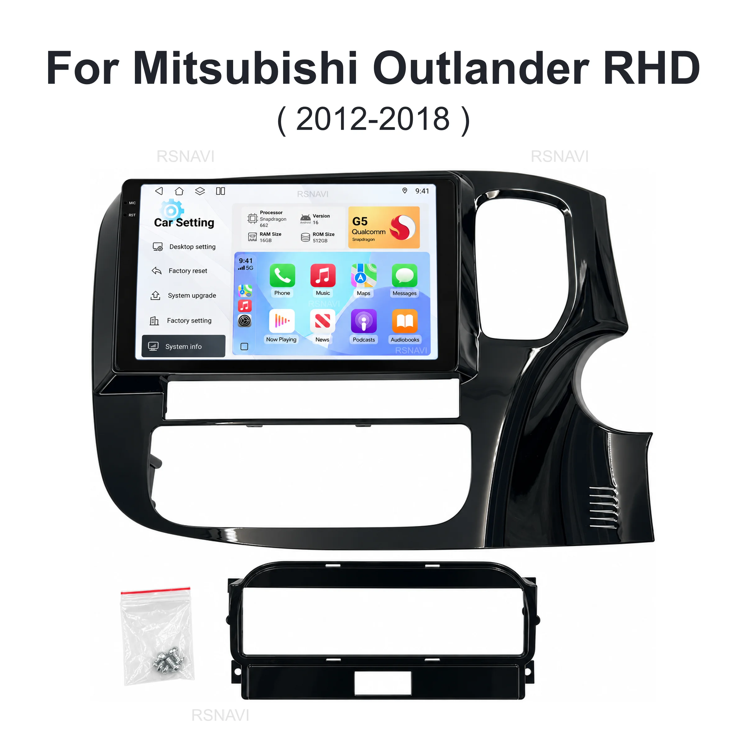 Android 16 Qualcomm For Mitsubishi Outlander 3 2012-2018 2K QLED Android Car Radio Multimedia Video Player GPS CarPlay Head Unit