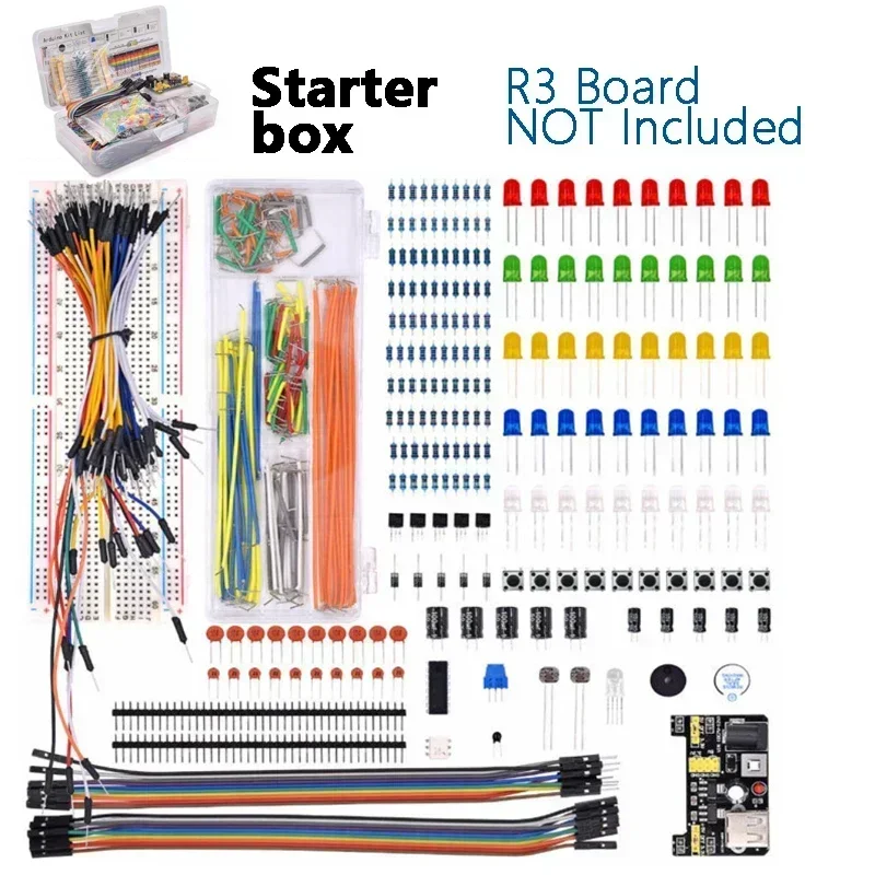 DIY Project Starter Kit For Arduino UNO R3 Kit Electronic DIY Kit Electronic Component Set With Box 830 Tie-points Breadboard