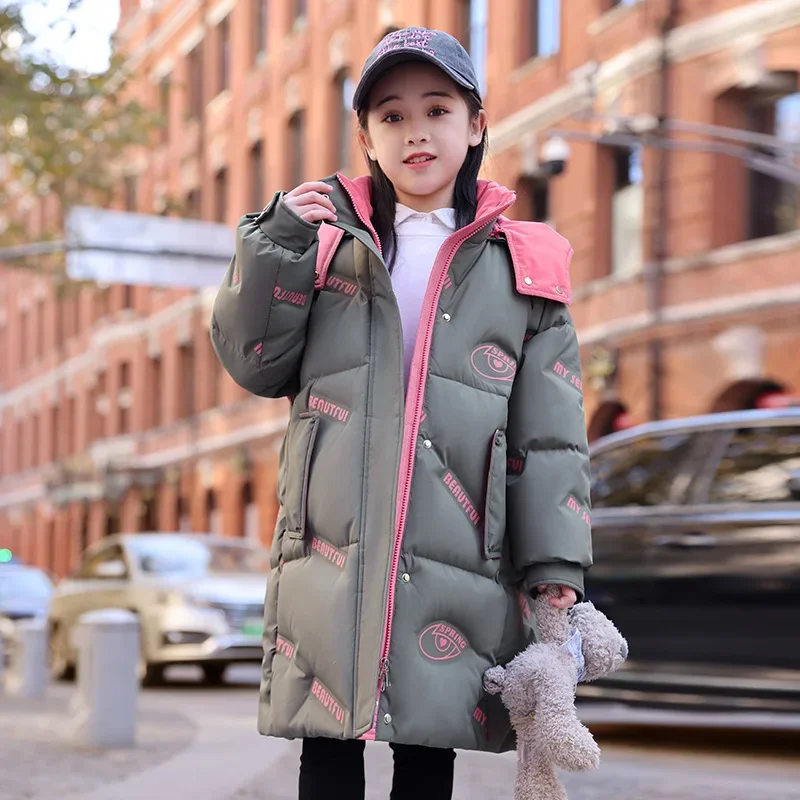 

2025 Winter Children Down Jacket for Girl White Duck Down Thick Warm Teenage Girl Outwear Coat 4-14 Years Kids Parka Girls Coat