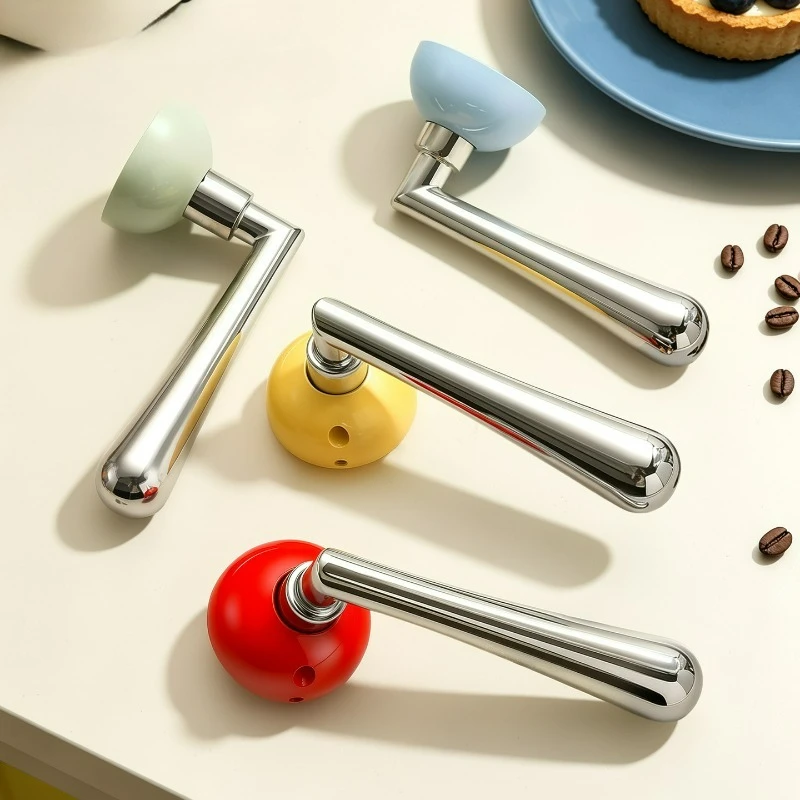 Light Luxury Bedroom Color Split Door Lock Creative High-end Indoor Room Universal Magnetic/silent Wooden Door Handle Lock
