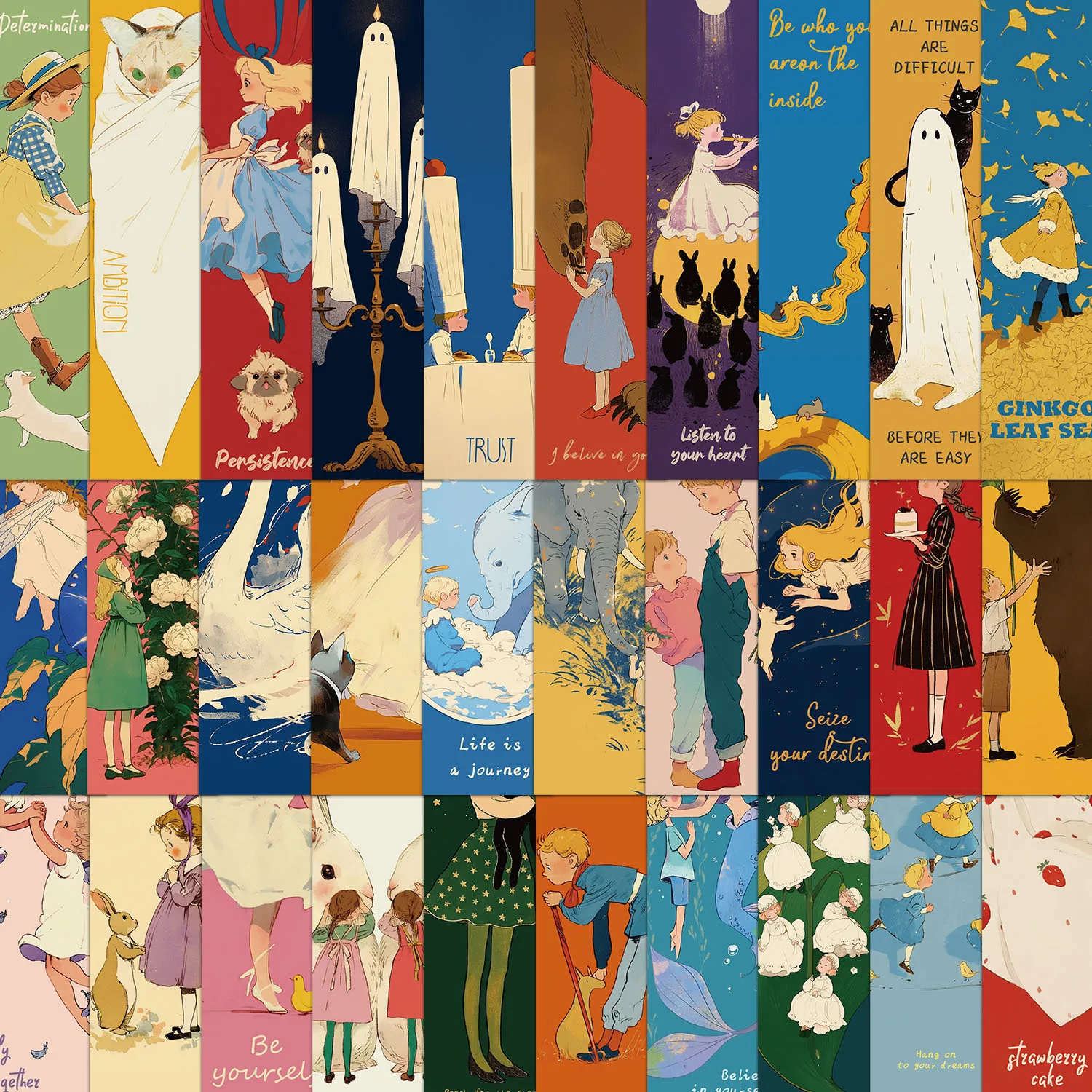 30Pcs Cartoon Fairy Tale Dream Bookmarks Set for Journal Aesthetic Paper DIY Decoration
