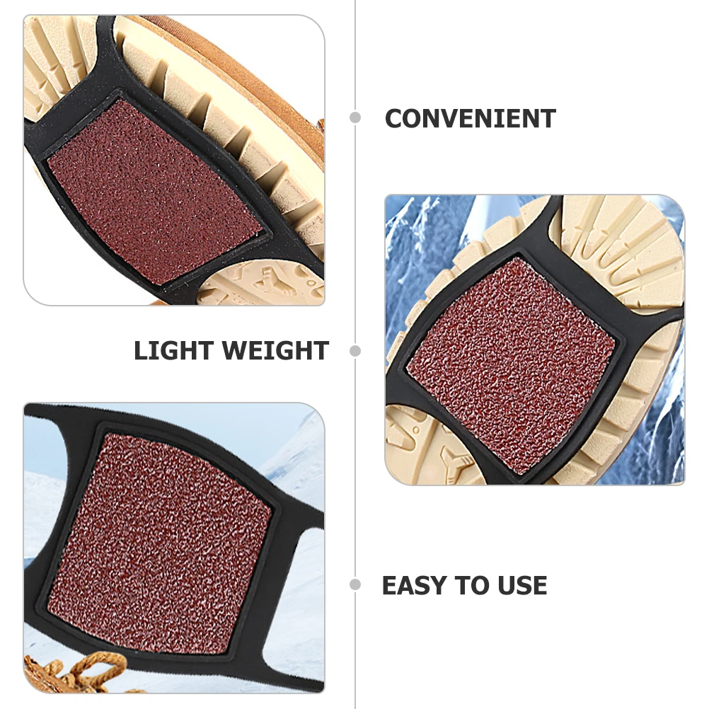 

Black Anti Shoe Covers Heavy Duty Coarse Sandcloth Silicone Ice Snow Traction Outdoor Hiking Climbing Shoes Grips Protector