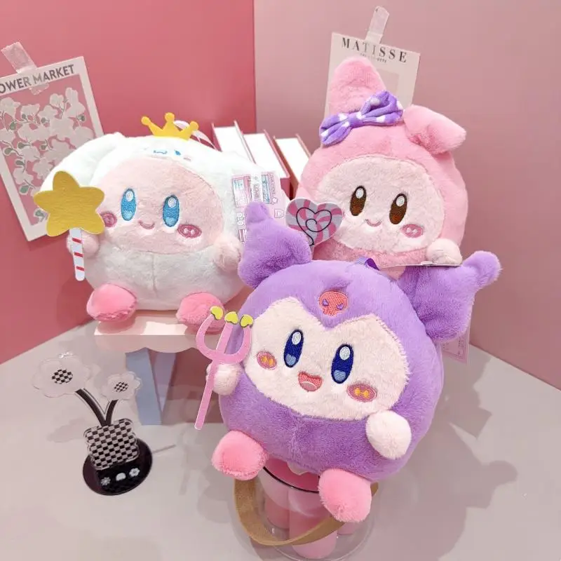 Sanrioed Cartoon Kuromi My Melody Plush Toy Ins Girl Heart Kawaii Kirby Cross-Dressing Doll Jewelry Accessories Holiday Gifts