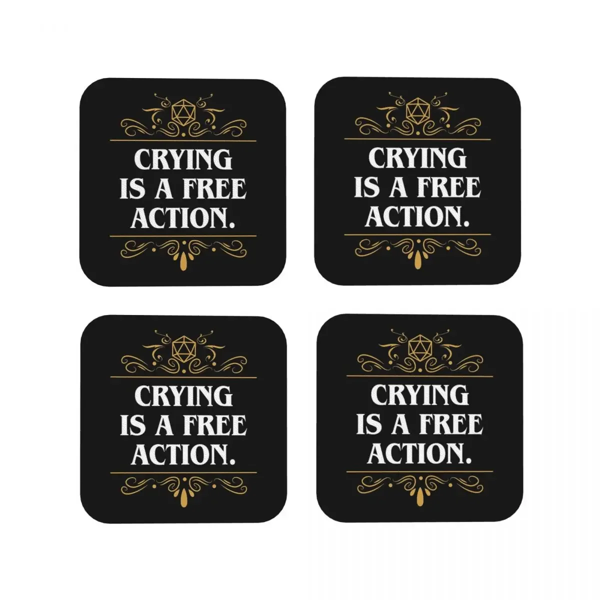 Crying Is A Free Action Coasters Coffee Mats Leather Placemats Mug Tableware Decoration & Accessories Pads for Home Kitchen Bar