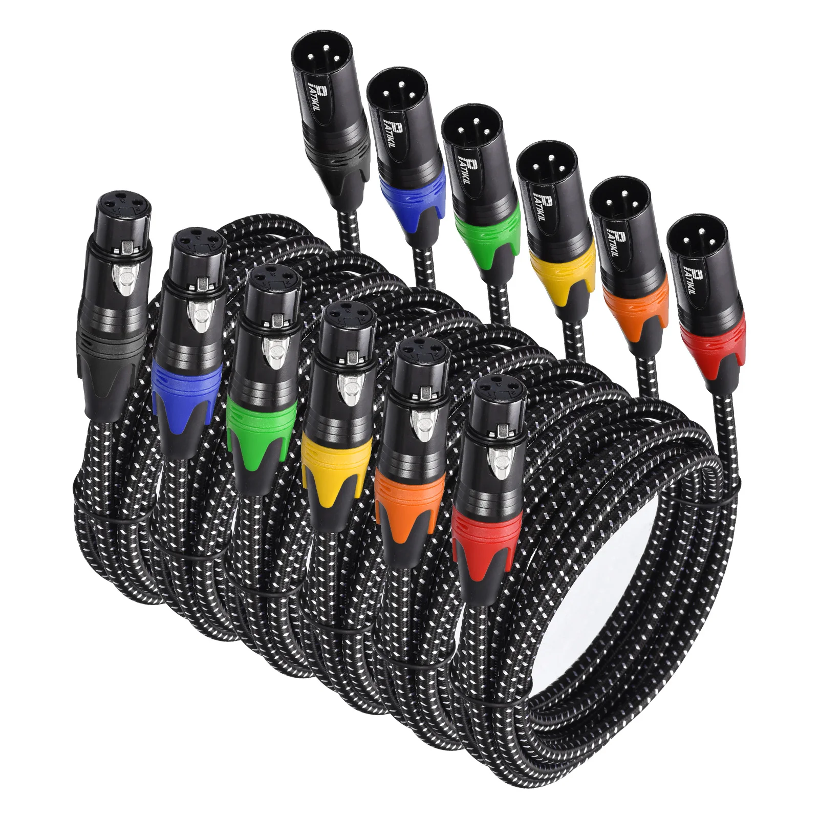 6本セット-036-76m-xlrケーブル-21awg-マイクケーブル-ナイロン編み-xlrスピーカーパッチケーブル-3ピン-オス-メス-コード-マイクミキサー用