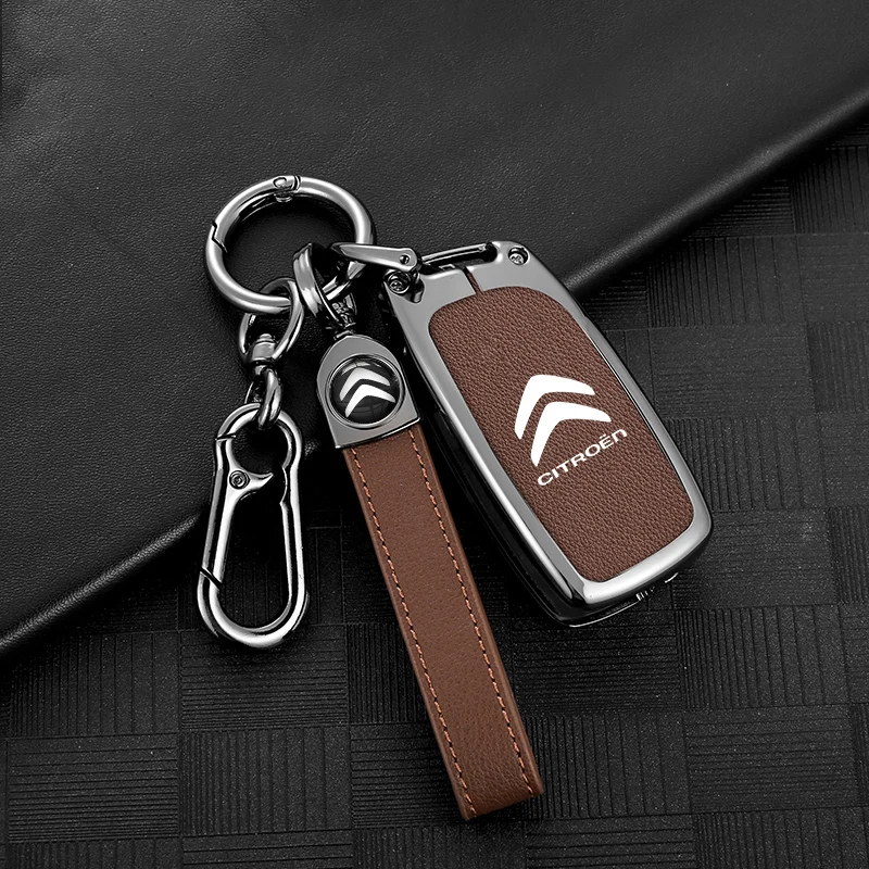 Zinc Alloy Leather Car Flip Remote Key Case Cover Protector Shell Durable For Citroen C1 C2 C3 C4 C5 XSARA PICA Car Accessories