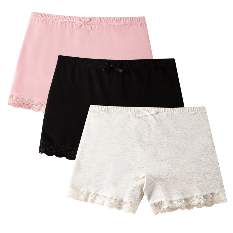 3pcs Children's Solid Pantys Girls Cotton Panties Soft Pretty Child Underwears Kids Baby Boxer Breathable Safety Lace Underpants